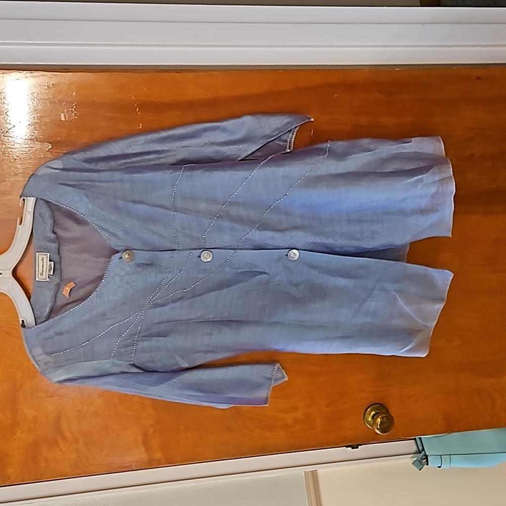 Medium blue 100% silk coverup.
